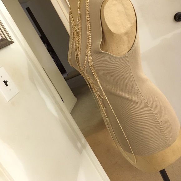 Facetted Clear Glass Beaded Multi Strand All Over Body Chain Goldplated - Picture 11 of 13